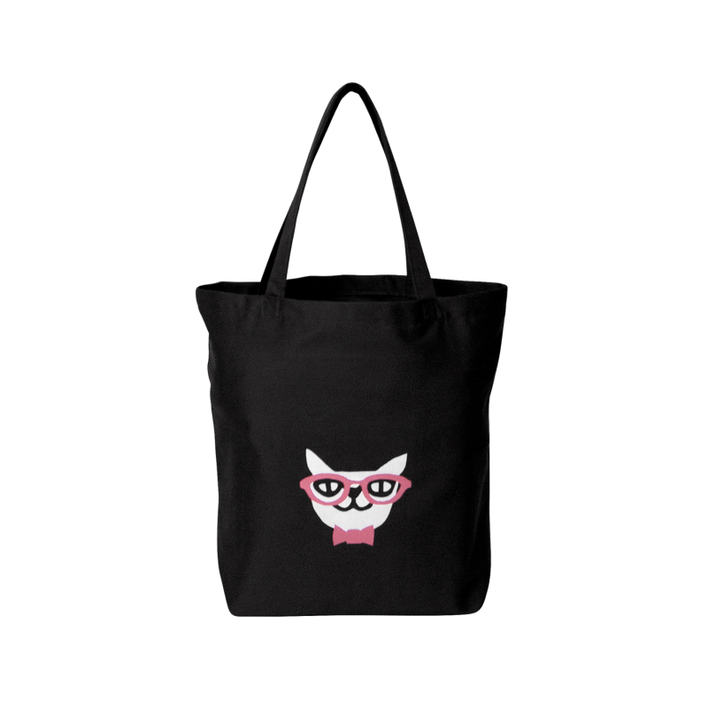 リュネ&ミャウ 100% Organic tote bag BLACK